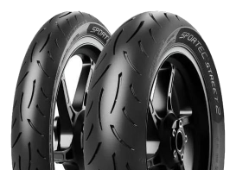 Primo piano del battistrada Metzeler Sportec Street 2 90/80-14 49 S Anteriore/Posteriore TL M/C RF